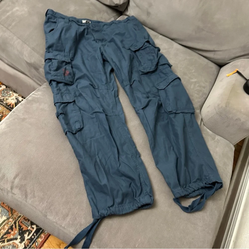 Surplus Tex Cargo Pants Mens 4XL (44x32) Navy Blue Drawstring Airborne Vtg Y2K - Picture 2 of 12
